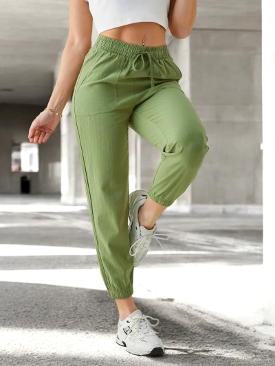 Damen Joggery Hose Flora Hellgrün 100% Baumwolle Bequem