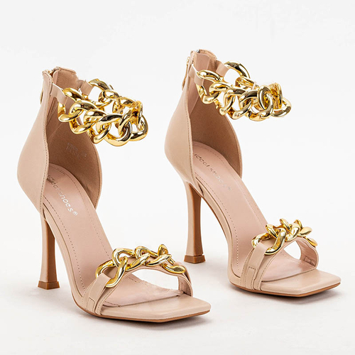 OUTLET Бежеві босоніжки на вищому каблуці Tajla - Туфлі