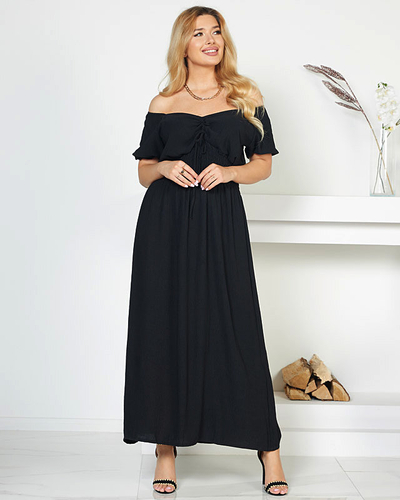 Midikleid mit elastischem Bund in Schwarz - Bekleidung