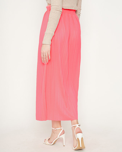 Midi-Faltenrock für Damen in Neonpink - Kleidung