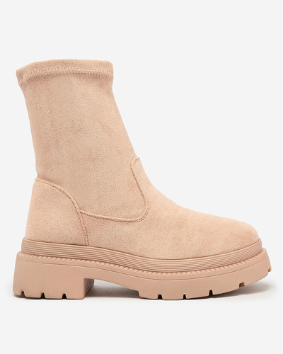 Royalfashion Damenstiefel aus Öko-Wildleder in Beige Classy Girl