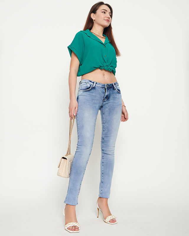 Blaue, gerade Jeans für Damen - Kleidung