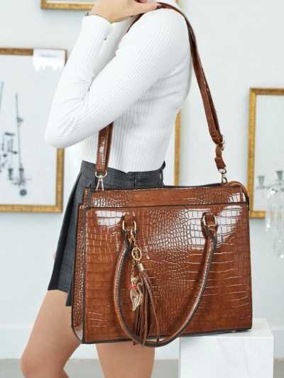 Damen Shopper Handtasche aus Öko-Leder mit Prägung Seraphyne