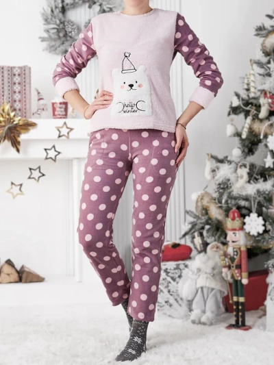 Royalfashion Damen-Pyjama a'la Fleece Hallo Winter