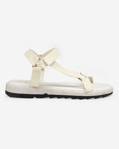 Cremefarbene flache Damensandalen Hereris - Footwear