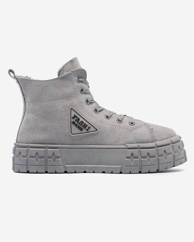 Graue Damenstiefel aus Öko-Wildleder mit Isolierung Zephyr - Schuhe