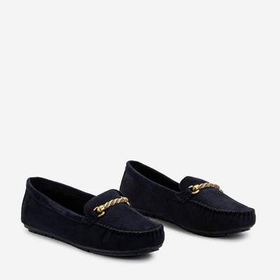 Marineblauer Damenmokassin mit Seriti-Ornament - Schuhe