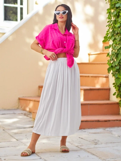 Royalfashion Viskose Damen Midi Sommerrock, leicht mit zwei Taschen