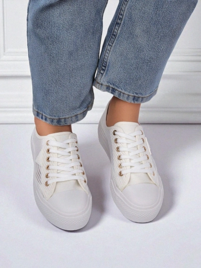 Damen Weiße Ariadne Mesh Sneaker – Atmungsaktive Turnschuhe mit flacher Sohle