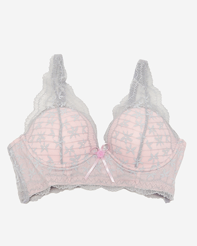 Pinker Damen-BH mit grauer Spitze - Underwear