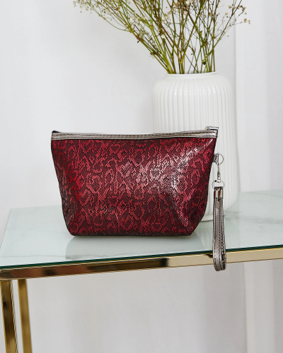 Жіноча глянцева косметичка Royalfashion Maroon з принтом