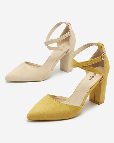 OUTLET Senffarbene Damen-Pumps auf einem Pfosten Amagy- Footwear