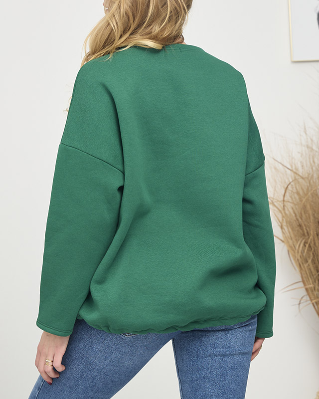 Damen-Sweatshirt mit Aufschrift in dunkelgrün- Kleidung