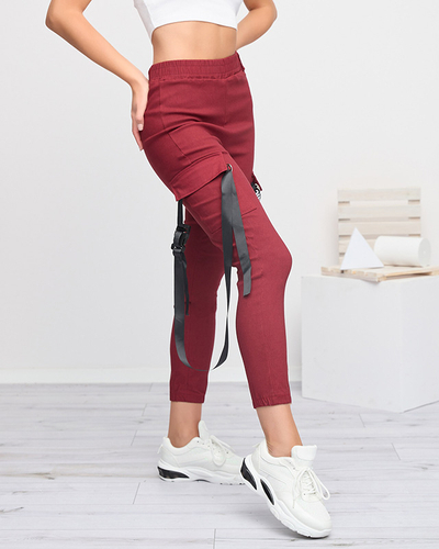 Kastanienbraune Damen-Cargohose mit Gürtel - Kleidung