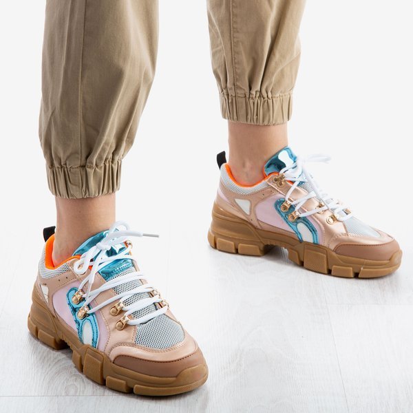 Pink Chunky Sneaker für Damen mit bunten Olyssotia-Einsätzen - Schuhe