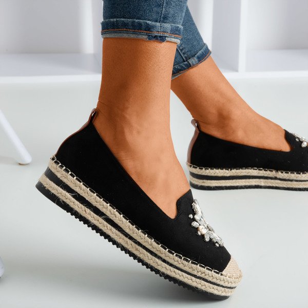 Schwarze Espadrilles auf einer Plattform mit Kristallen Mraque - Footwear 1