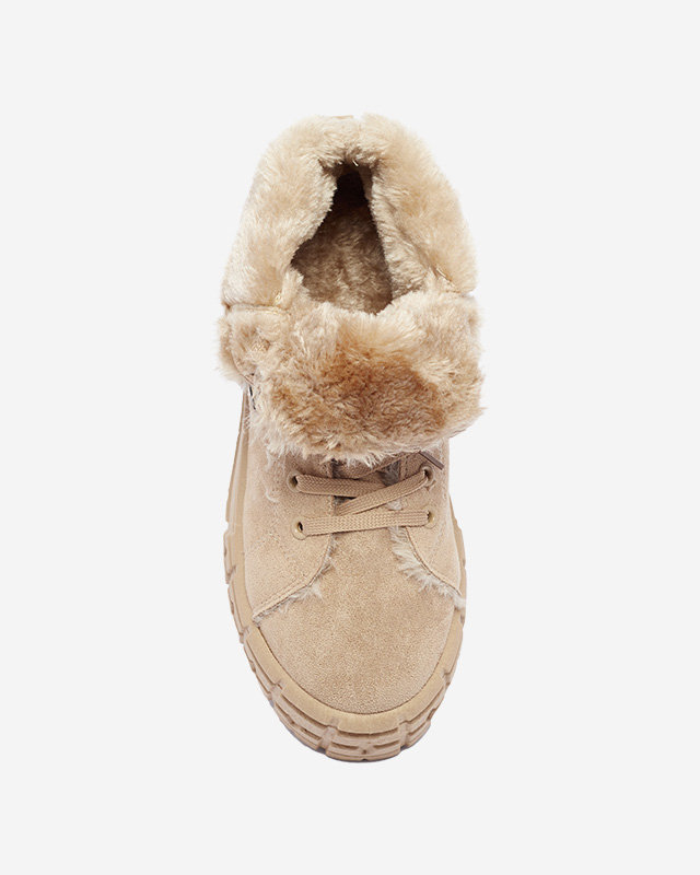 Hellbraune, isolierte Zephyr Damenstiefel aus Öko-Wildleder - Schuhe