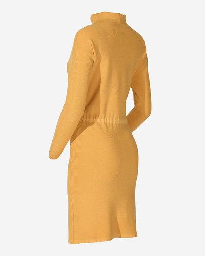 Gelbes Damen-Pulloverkleid mit Rollkragen - Kleidung