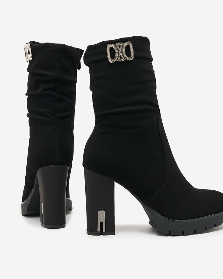 Royalfashion Matte Black Women's Beroled Stiletto Boots