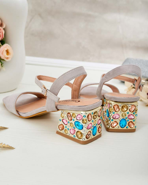 Босоніжки жіночі Royalfashion на стійці з кристалами Ohvare