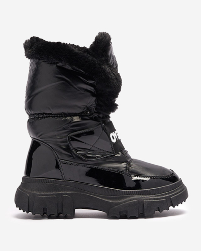 Damen-Schneestiefel mit flacher Sohle in Schwarz Sapollo- Footwear