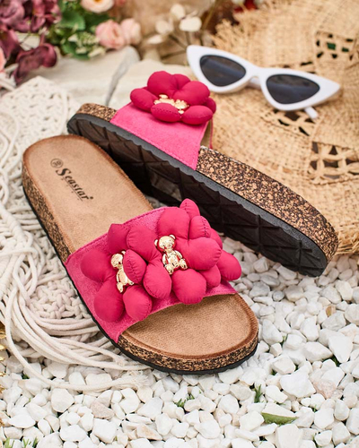 Royalfashion Жіночі шльопанці з золотими ведмедиками та квітами Isaralle