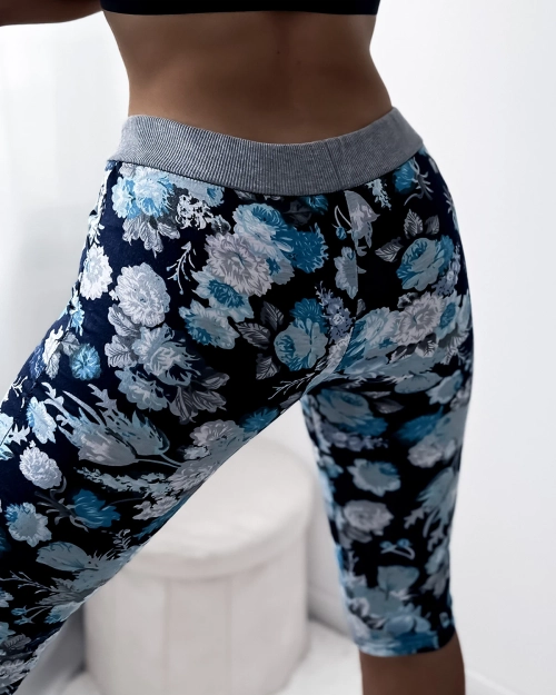 Темно-сині жіночі легінси 3/4 довжини з візерунком PLUS SIZE