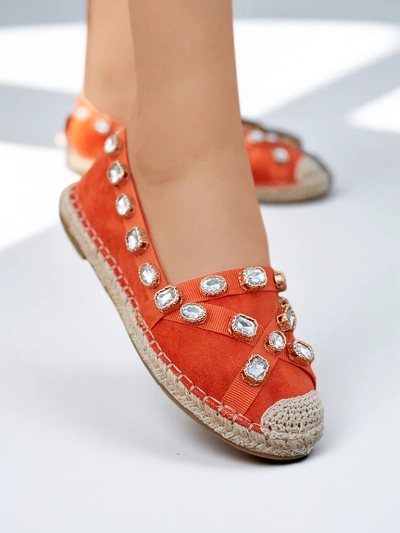 Orange Damen-Espadrilles mit Wamba-Kristallen - Schuhe