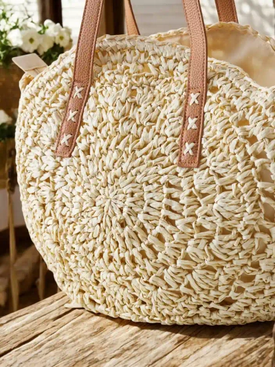 Royalfashion Große ovale Strohtasche für Damen