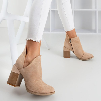 Beige Damenstiefeletten mit Cintura-Ausschnitten - Schuhe 1