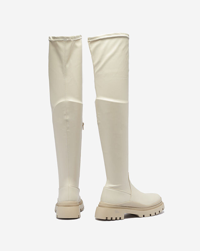 OUTLET Beige Damenstiefel mit dickerer Sohle Amerima- Footwear