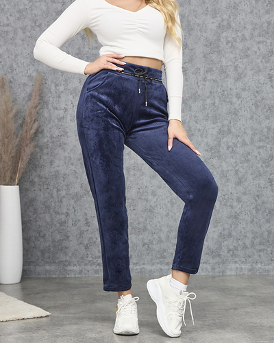 Жіночі темно-сині велюрові спортивні костюми PLUS SIZE - Одяг