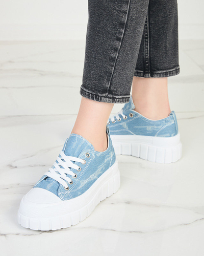 OUTLET Blaue Damen-Sneaker a'la Jeans auf der Resi-Plattform - Schuhe