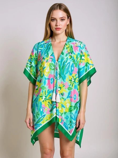 Pareo Callista Royalfashion – Buntes Strandkleid aus Polyester, V-Ausschnitt