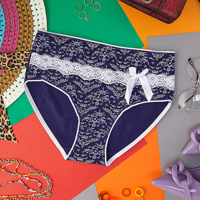 Damen-Slip mit Aufdruck in Marineblau PLUS SIZE- Unterwäsche