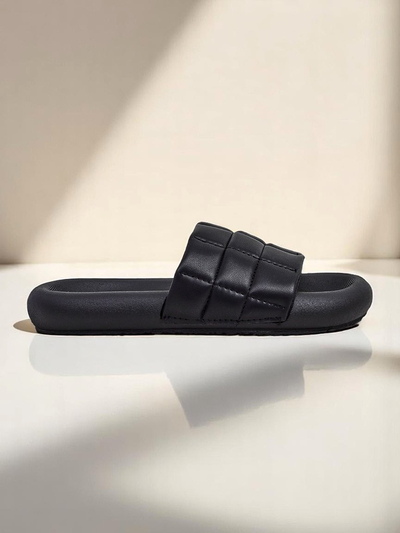 Royalfashion Damen Pantoletten mit flacher Sohle Quilt Walk
