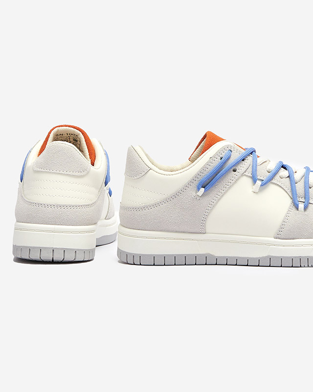 Weiß-graue Damen-Sport-Sneakers mit blauen Schnürsenkeln Olierinc - Schuhe