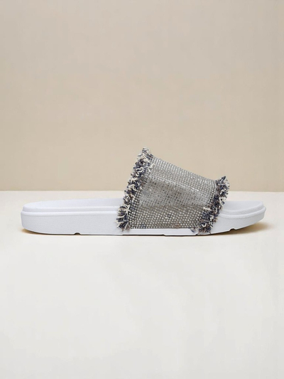 Royalfashion Damen Pantoletten mit flacher Sohle SparkleWalk