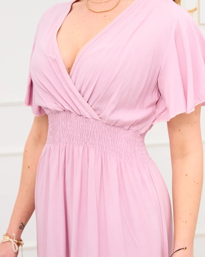 Einfarbiges Midikleid für Damen in Rosa - Kleidung
