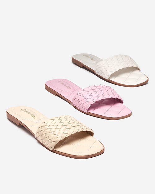 Жіночі білі тапочки з плетеним ремінцем Cocota - Взуття