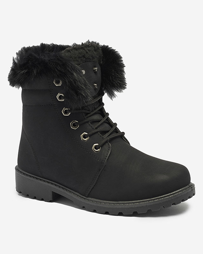 Klassische Damenstiefel a'la trappers in schwarz Lausa- Footwear