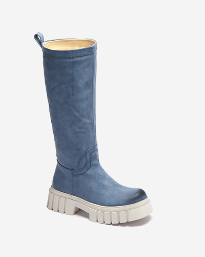 OUTLET Blaue halbhohe Damenstiefel Astaroth - Schuhe