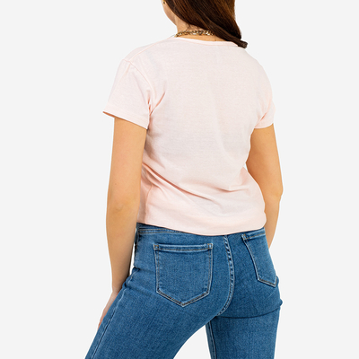 Rosa bedrucktes Damen-T-Shirt - Kleidung