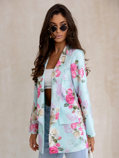 Royalfashion Damenblazer ohne Verschluss mit Rosenblumen