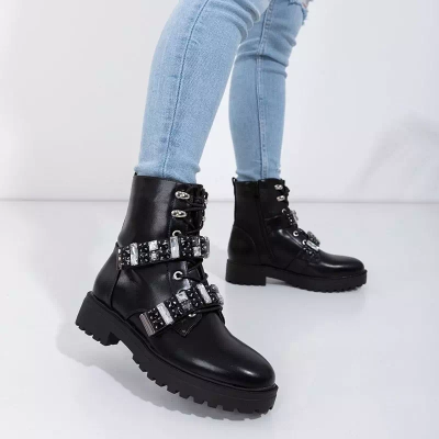 OUTLET Schwarze Damentaschen mit Steinen Ksymena - Schuhe