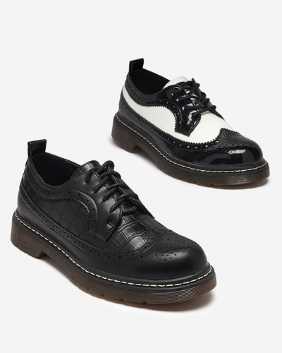 Schwarz-weiß lackierte Damen-Schnürschuhe Vyvana- Footwear