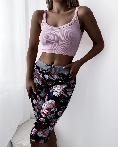 Бордові жіночі легінси 3/4 довжини з візерунком PLUS SIZE