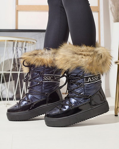 Темно-сині жіночі снігоступи з хутром Lilitsa- Взуття