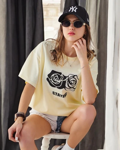 Royalfashion Damen Baumwoll-T-Shirt Rose Blume