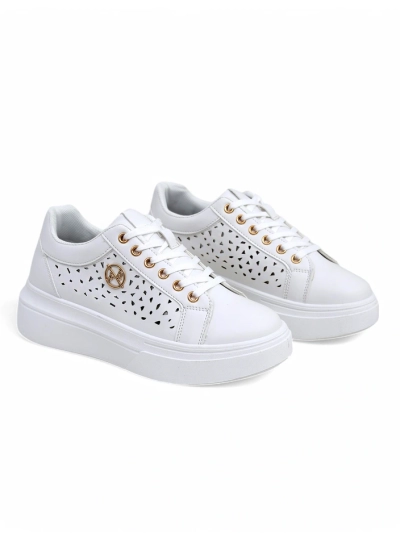 Damen-Sneakers Calista Bianco aus Öko-Leder, durchbrochen, Frühlingsmodell 4,5 cm